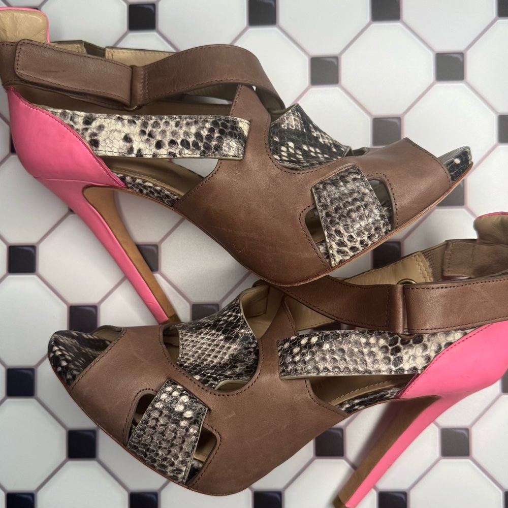Stylish Brown and Pink Women's Heels